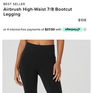 Air-Brush High Waist Leggings- ALO- 7/8 boot cut